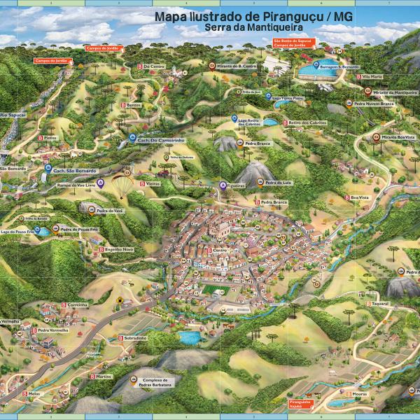 Mapa iluastrado e turístico de Piranguçu MG