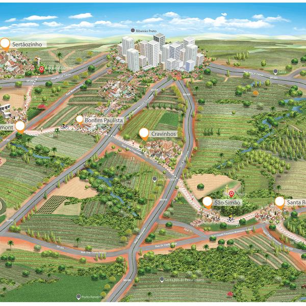 Mapa do Caminho da Fé, trecho Sertãozinho - Tambaú - Interior do Estado de São Paulo 