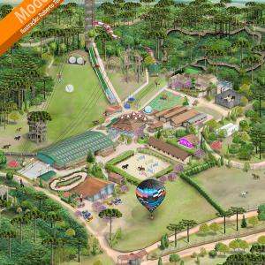 Mapa ilustrado do parque Taramdu em Campos do Jordão - Ilustração Roberto Torrubia