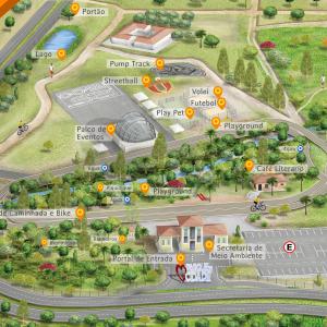 Mapa do Parque da Cidade em Pindamonhangaba SP